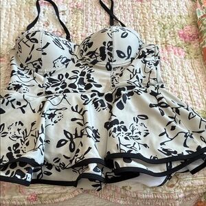 Floral Black and light grey Women's one piece bathing suit